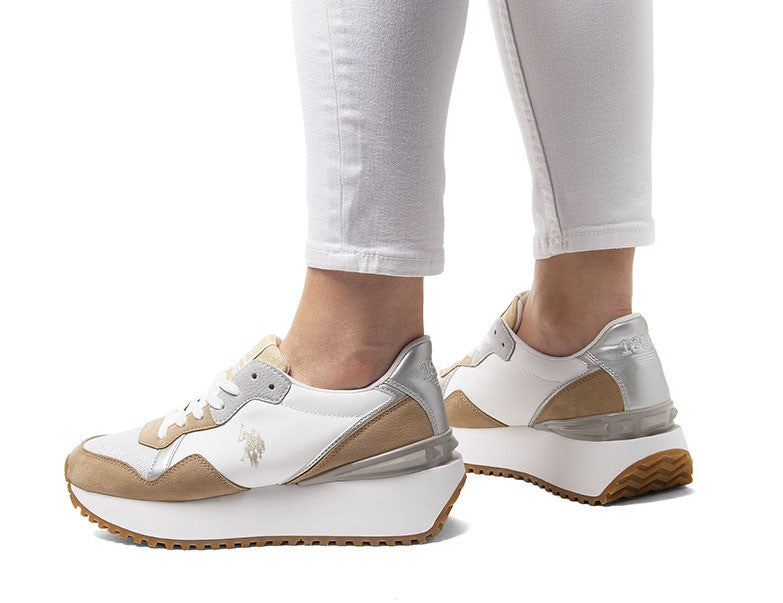SNEAKERS U.S. POLO ASSN. DONNA BEIGE - BAYLE003 BI/BEIGE