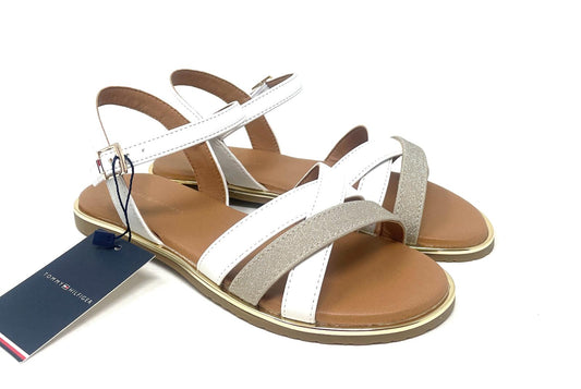 SANDALI TOMMY HILFIGER BAMBINO BIANCO - 33779K BI/PLAT