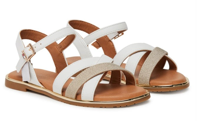 SANDALI BASSI TOMMY HILFIGER DONNA BIANCO - 33779 BI/PLAT