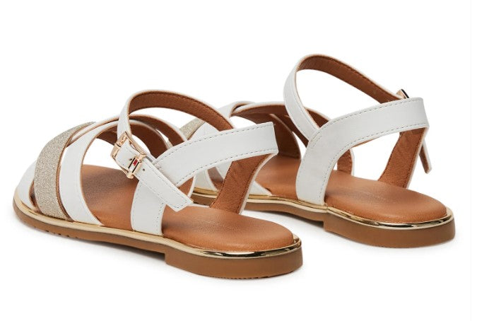 SANDALI BASSI TOMMY HILFIGER DONNA BIANCO - 33779 BI/PLAT