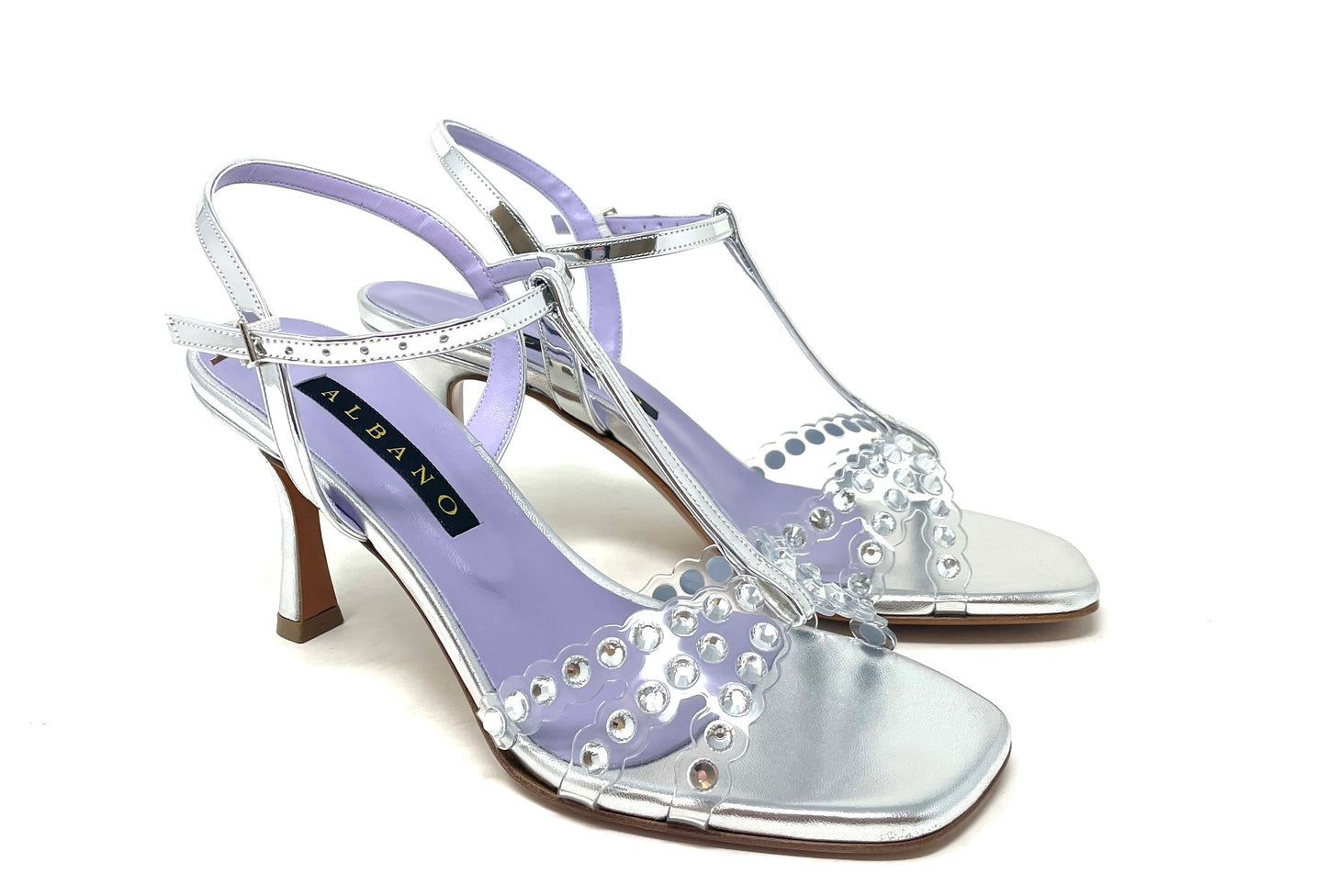 SANDALI CON TACCO ALBANO DONNA ARGENTO - 5047 ARGENT