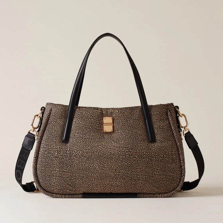 BORSA BORBONESE ACCESSORI NERO/BEIGE - 91010038I15 X11