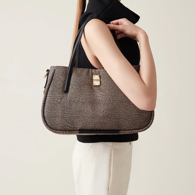 BORSA BORBONESE ACCESSORI NERO/BEIGE - 91010038I15 X11