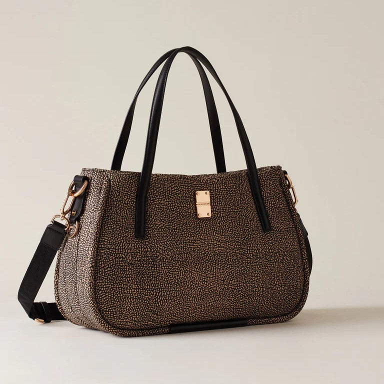 BORSA BORBONESE ACCESSORI NERO/BEIGE - 91010038I15 X11