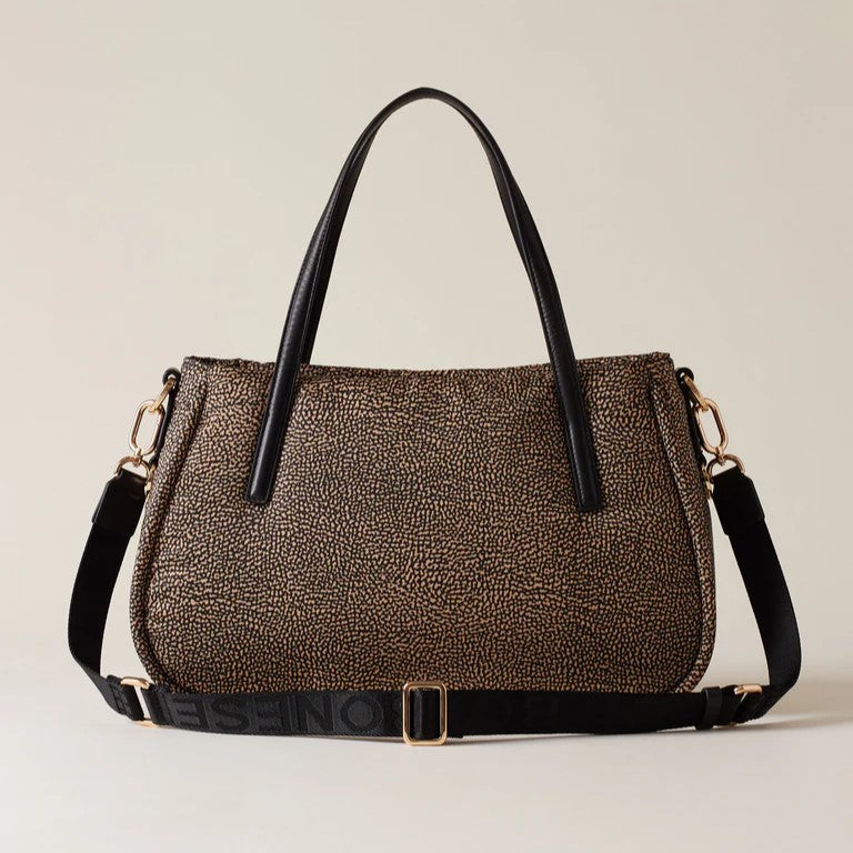 BORSA BORBONESE ACCESSORI NERO/BEIGE - 91010038I15 X11