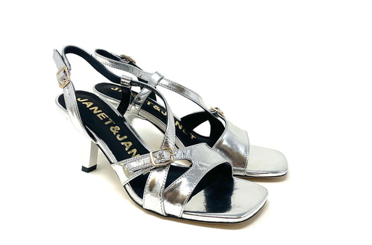 SANDALI CON TACCO JANET & JANET DONNA ARGENTO - J182 SILVER