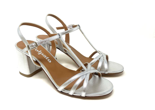 SANDALI CON TACCO VOLPATO DONNA ARGENTO - L308MET ARG