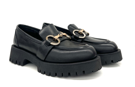 MOCASSINO VOLPATO DONNA NERO - MOSS27 NERO